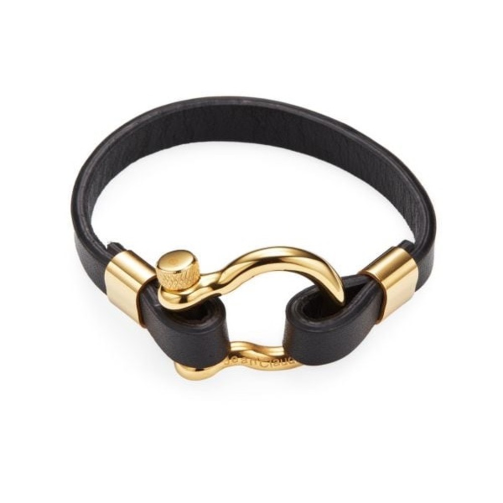 JEAN CLAUDE Leather & Stainless Steel Buckle Clamp Bracelet perfect condition ♠️